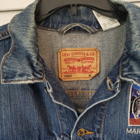 Vintage custom embroidery Levi's mens jeans jacket - Picture 3 of 4